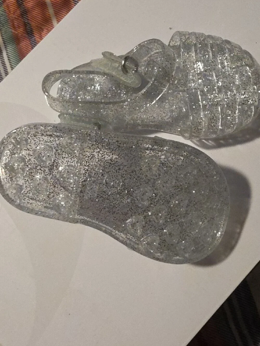 Old Navy Kids Clear Glitter Jelly Sandals - Silver Sparkle